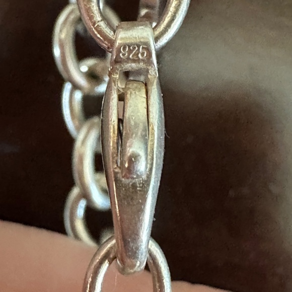 Tiffany Co Sterling Silver Round Circle Link Heart Bracelet 7.25" Box Pouch - Picture 4 of 8